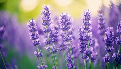 Naklejka premium 美しいラベンダーの花畑 フォトジェニックな風景