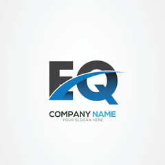 EQ or QE Letter Logo Design with a Creative Cut Creative logo design