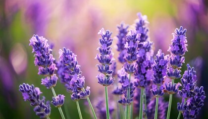 Naklejka premium 美しいラベンダーの花畑 フォトジェニックな風景