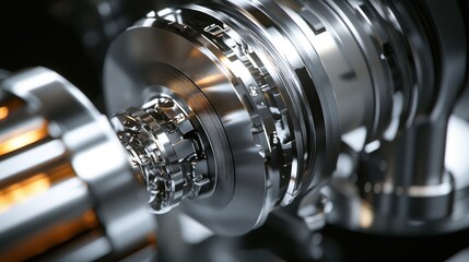 Fototapeta premium Close-up of Precision Engineered Metal Machine Components