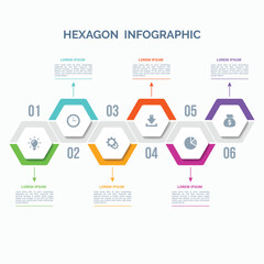 Hexagon Infographic template with icons and 6 options or steps