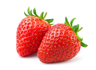 Juicy strawberries isolated on white.