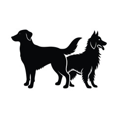 Black vector illustration of a dog silhouette.