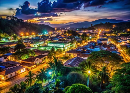 Ocotepeque, Honduras: Night Lights Long Exposure, Bilevel Photography