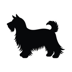 Black vector illustration of a dog silhouette.