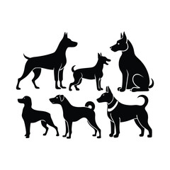 Black vector illustration of a dog silhouette.