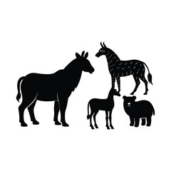 Black vector illustration of a dog silhouette.