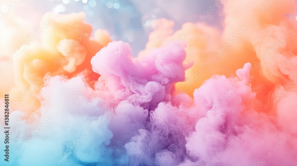 Aufkleber ethereal clouds of vibrant color swirling in a dreamy abstract composition soft light and pastel ton