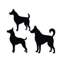 Black vector illustration of a dog silhouette.