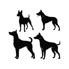Black vector illustration of a dog silhouette.