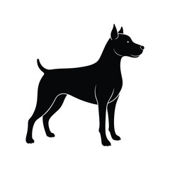 Black vector illustration of a dog silhouette.
