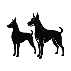 Black vector illustration of a dog silhouette.