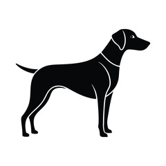 Black vector illustration of a dog silhouette.