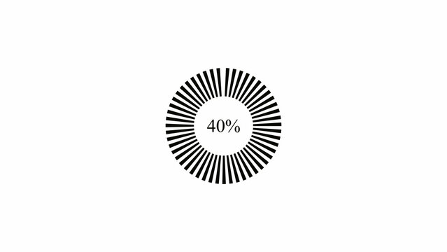 Abstract glowing progress bar motion indicator from 0 to 100 increasing percentage on black background. 4k video animation.