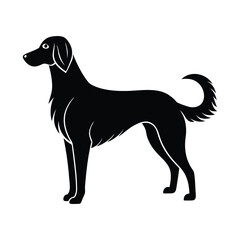 Black vector illustration of a dog silhouette.