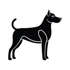 Black vector illustration of a dog silhouette.