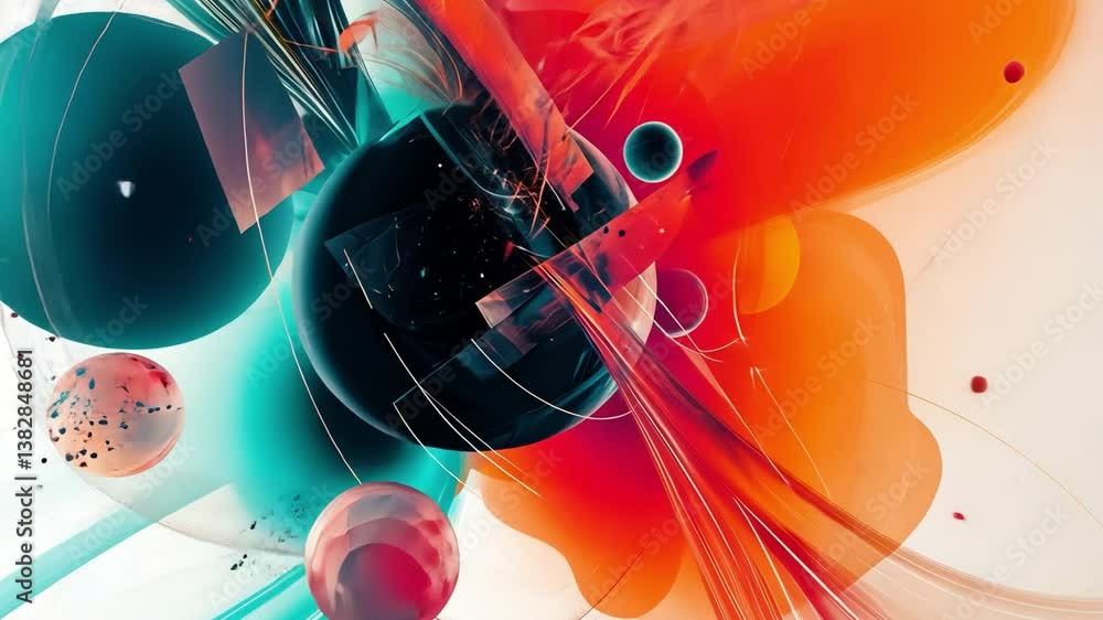 Poster abstract geometric art: a dynamic composition of vibrant colors and shapes, creating an eye-catching