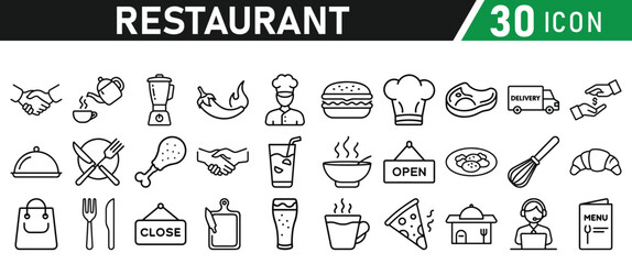 Restaurant related icons set. Vector icon collection