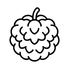 custard apple vector icon, simple black outline line icon of custard apple, fruit vector line art icon
