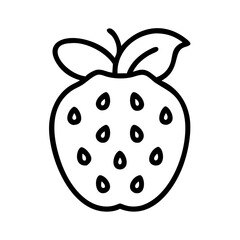 cherimoya fruit vector icon, simple black outline line icon of cherimoya fruit, fruit vector line art icon