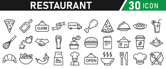 Restaurant related icons set. Vector icon collection