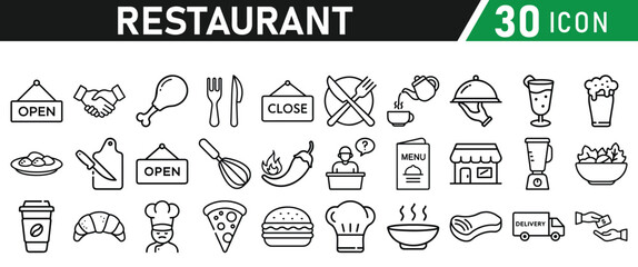 Restaurant related icons set. Vector icon collection