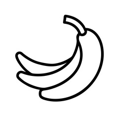 banana vector icon, simple black outline line icon of banana, fruit vector line art icon