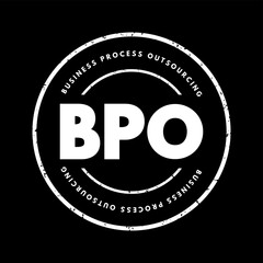 Fototapeta premium BPO Business Process Outsourcing - delegation of one or more IT-intensive business processes to an external provider, acronym text stamp concept background