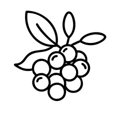 acai berry vector icon, simple black outline line icon of acai berry, fruit vector line art icon