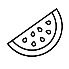watermelon vector icon, simple black outline line icon of watermelon, fruit vector line art icon