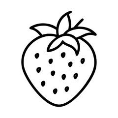 strawberry vector icon, simple black outline line icon of strawberry, fruit vector line art icon