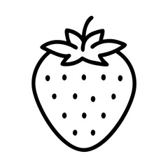 strawberry vector icon, simple black outline line icon of strawberry, fruit vector line art icon