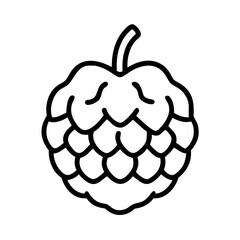 sugar apple vector icon, simple black outline line icon of sugar apple, fruit vector line art icon