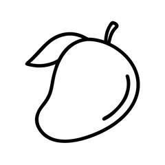 mango vector icon, simple black outline line icon of mango, fruit vector line art icon