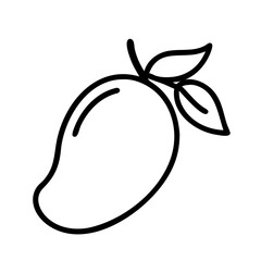 mango vector icon, simple black outline line icon of mango, fruit vector line art icon