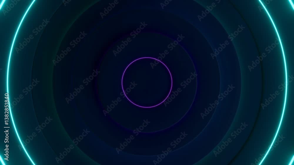 Canvas Prints abstract colorful glowing circle neon light background video, wallpaper 4k seamless loop motion grap