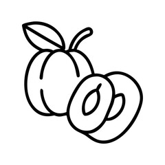 jujube fruit vector icon, simple black outline line icon of jujube fruit, fruit vector line art icon