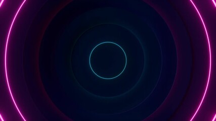 abstract colorful glowing circle neon light background video, wallpaper 4k seamless loop motion graphic backdrop