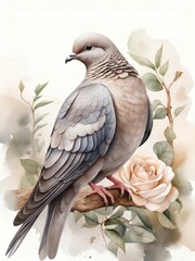 Fototapeta premium watercolor dove on branch