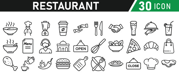 Restaurant related icons set. Vector icon collection