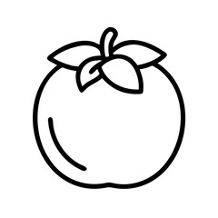 fuyu persimmon vector icon, simple black outline line icon of fuyu persimmon, fruit vector line art icon