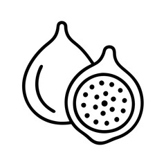 fig fruit vector icon, simple black outline line icon of fig fruit, fruit vector line art icon