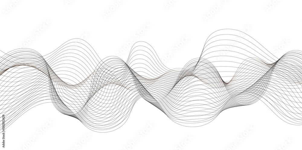 Poster Abstract grey and white smooth modern wave shiny curve line vector art technology design banner with wave line white background. Design for business presentation or web design background.