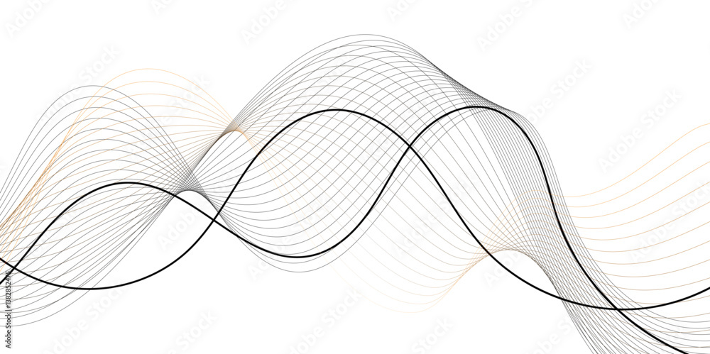 Poster Abstract grey and white smooth modern wave shiny curve line vector art technology design banner with wave line white background. Design for business presentation or web design background.