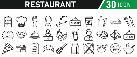 Restaurant related icons set. Vector icon collection