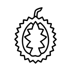 durian fruit vector icon, simple black outline line icon of durian fruit, fruit vector line art icon