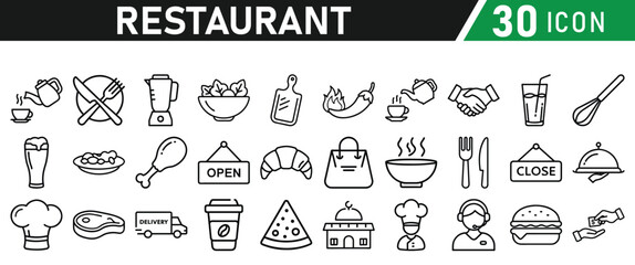 Restaurant related icons set. Vector icon collection