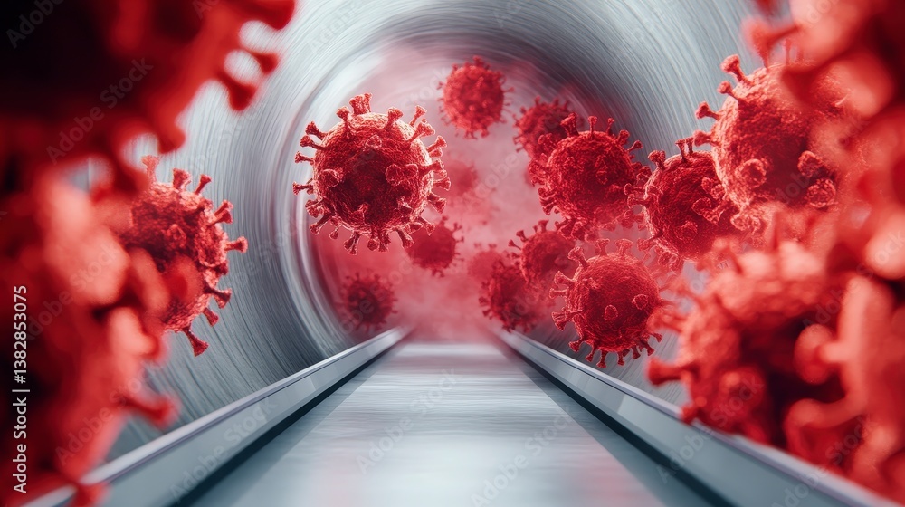 Poster dynamic 3d simulation of viral particles dispersing in a high-speed environment