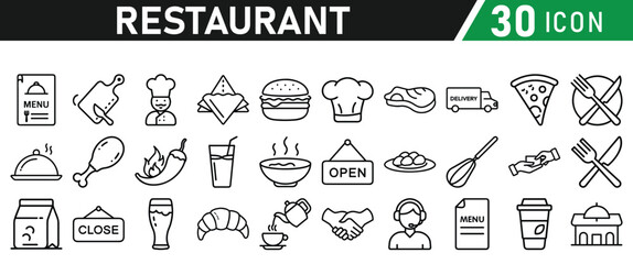 Restaurant related icons set. Vector icon collection