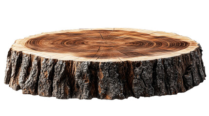 Dark tree stump surface with annual rings, cut out transparent